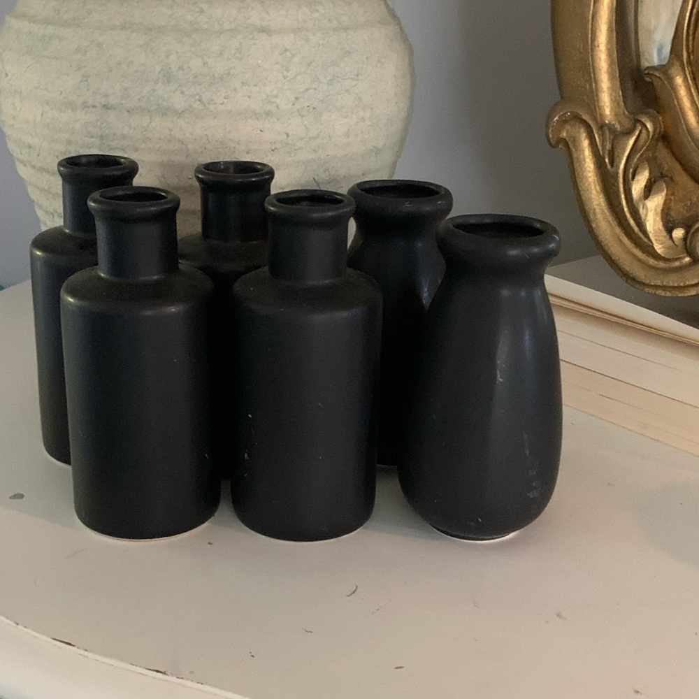 Set of 6 black mate‎ ceramic vases home decor